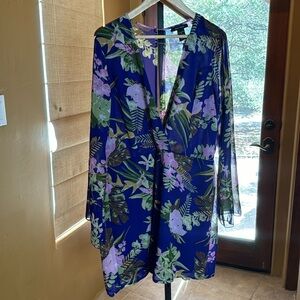 Dani’s Closet Blue Tropical Floral Lined Romper Size 2X